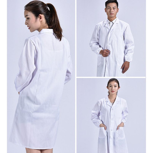 Bata De Laboratorio Unisex De Manga Larga S3xlwm Con Cuello