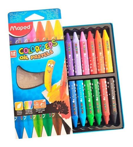 Imagen 2 de 3 de Crayones Pasteles Al Oleo Pastel Maped Color Peps X12 Edu
