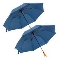 Comprar 2 Sombrillas Grandes Automáticas Protección Uv Doble Tela Color Azul Diseño De La Tela Liso