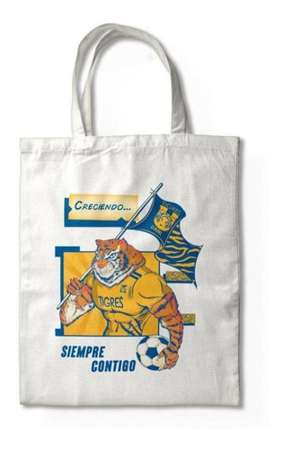 Bolsa Tote Tigres Siempre Contigo Color Beige Diseño de la tela Liso