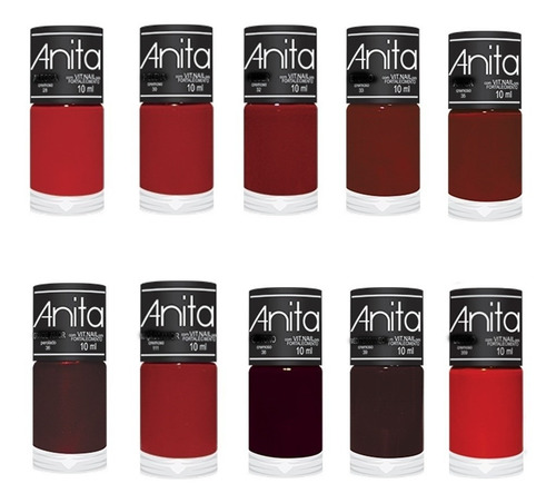 Esmaltes Anita Coleção De Vermelhos Clássicos Com 10 Cores