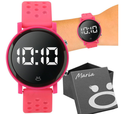 Relogio Feminino Rosa Silicone Led Digital Premium + Caixa