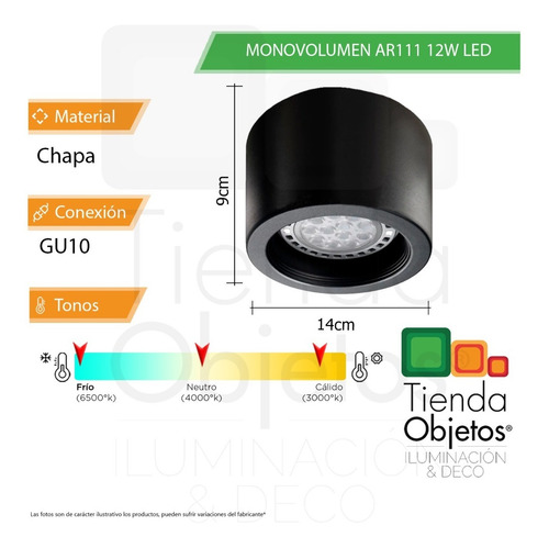 Imagen 2 de 8 de Plafon Spot Ar111 12w Led Monovolumen Tienda Objetos