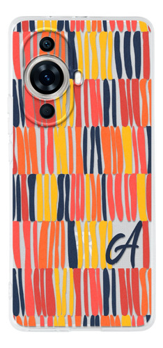 Funda Para Huawei Para Mujer Rayas Pintura Con Tu Inicial
