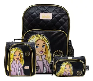 Pack Mochila Barbie Gold Oficio Deluxe Lonchera Cartuchera