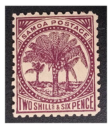 Samoa 2 Shilling 1887 Nuevo C/g Palmera Iv 16