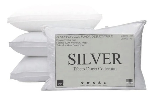 Almohada Silver Efecto Duvet Collection Cdi 50x70cm Color Blanco