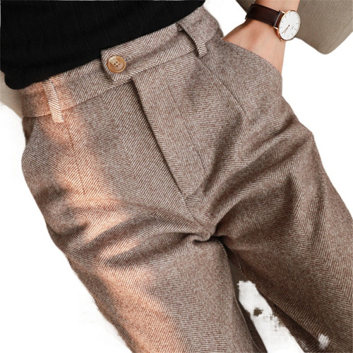 Pantalones Lana Para Mujer Pantalón Tubo Harem Cintura Alta
