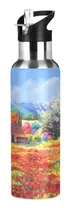 Comprar Botella Agua Pintura Arte Rural Pajita Deportiva 20 Oz