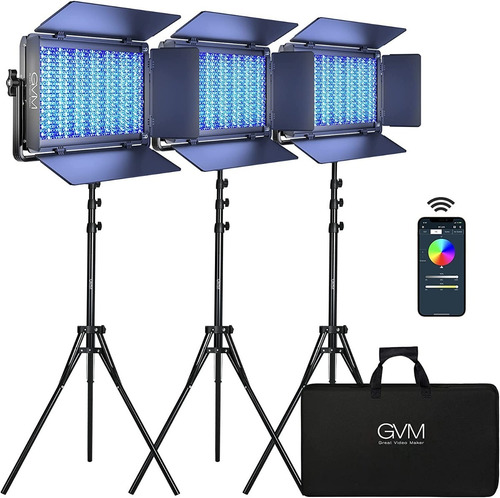 Kit Luces Led Gvm 1500d Rgb Led 75w Pack De 3 Factura Garant