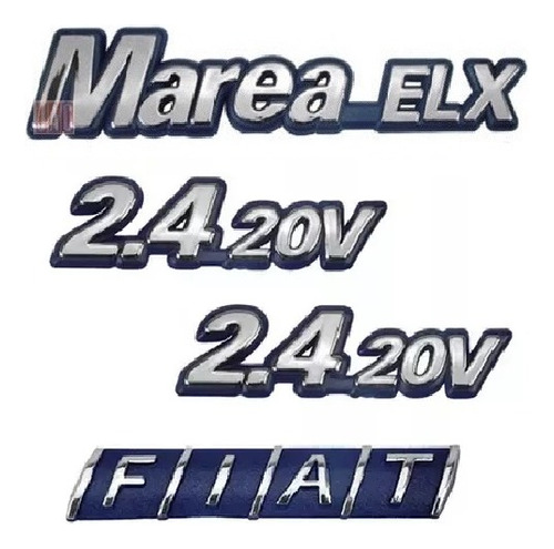 Kit Emblemas Fiat Marea Elx - 2.4 20v Modelo Original