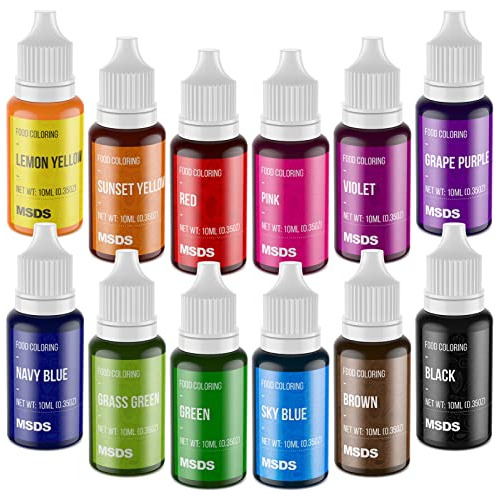 Food Coloring Set 12 Color Food Grade Vibrant Food Dye ...