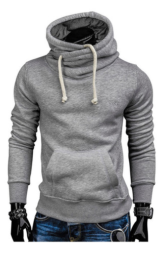 Sudadera Hoddie Moda Cuello Alto Cruzado Capucha Afelpada