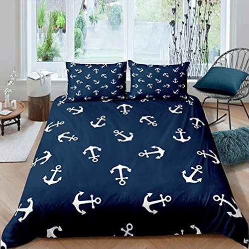 Feelyou Juego De Ropa De Cama Náutica Ocean Anchor Decor Fun