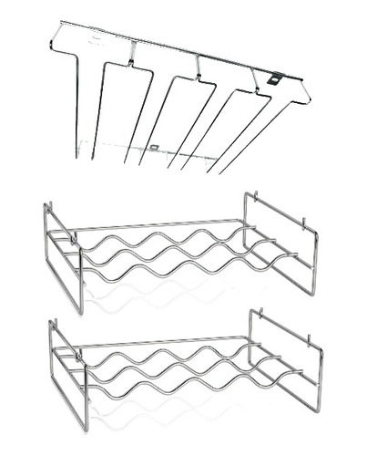 Botellero 4 Botellas 1 Nivel Pack X2 + 1 Soporte Copas 4 Pue
