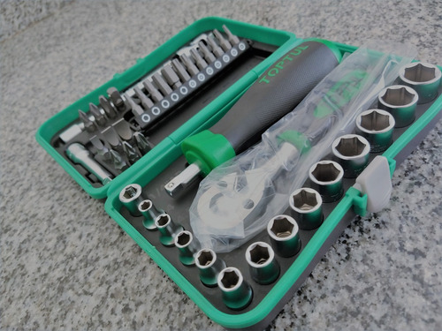 Juego De Tubos 41pzas 1/4'' Puntas Crique Milimetrico Toptul