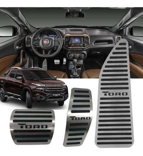 Kit Pedaleira Descanso Pé Inox Cromando Fiat Toro Ranch 2021