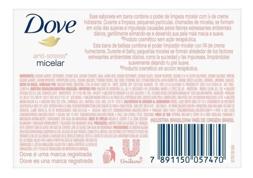 Jabon Dove Beauty Micelar Anti Stress Barra Corporal 90gr