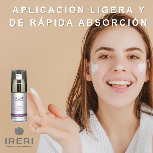 Imagen 6 de 9 de Crema Facial Reafirmante De Día Fps 35 Efecto Lifting Hidratante Reparadora Antiedad Para Temprana Edad 20+ Cutis Normal A Seco Línea Lift 20+ Ireri ®