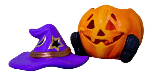 Imagen 3 de 4 de Calabaza Dulcero Bombonero Adorno Halloween Día De Muertos