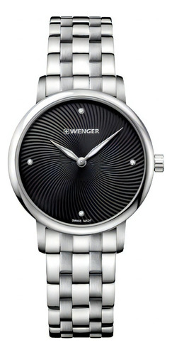 Reloj Wenger Urban Donnissima Cuarzo 01.1721.105 Color de la correa Plateado Color del bisel Plateado Color del fondo Negro