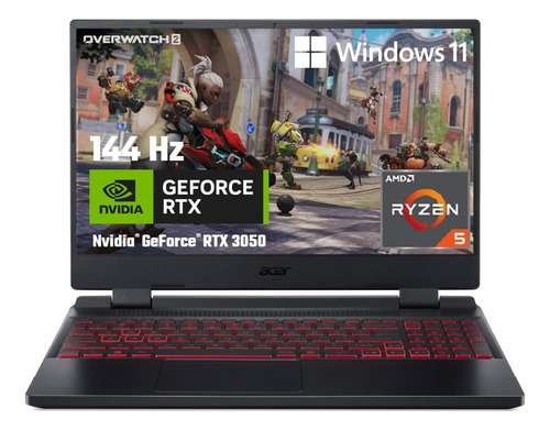 Acer Laptop Gaming Nitro5 Ryzen 5 Gtx 3050 15.6 8 Gb 512 Ssd Color Negro