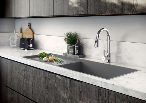 Grifería Monocomando Cocina Extensible Genebre Tau Frv61205 Color Cromo