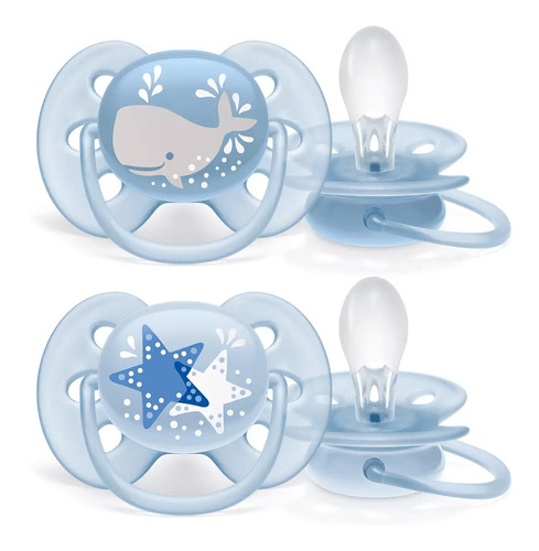 Chupetas Ultra Soft Azul 6-18 Meses Livre Bpa Philips Avent