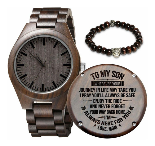 Reloj De Madera Grabado Para Hijo Y Novio Reloj De Madera Pe