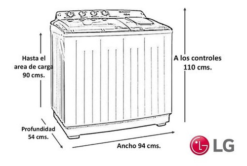 Cubierta Cubre Lavadora 18 Kg Dos Tinas LG Roller Jet