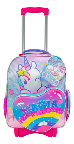 Mochila Escolar Con Carrito Unicornio Onix Charms, Primaria Para Niña Ruz Original