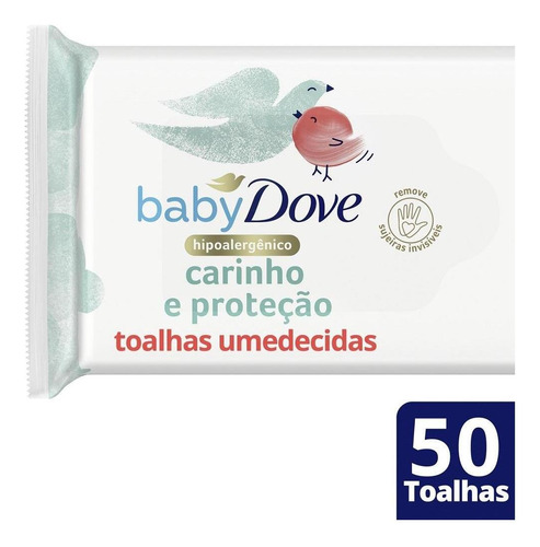 Toalha Umedecida Carinho e Proteção sem Perfume Dove Baby Pacote 50 Unidades