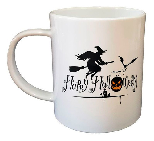 Taza De Plastico Feliz Halloween Bruja Volando En Escoba