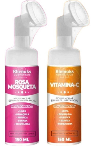 Kit Espuma De Limpeza Facial Rosa Mosqueta Espuma Vitamina-c