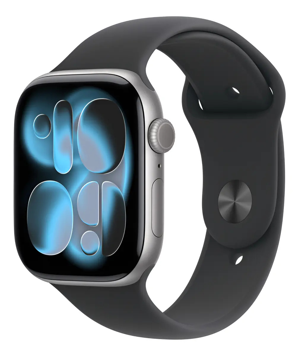 Apple Watch Series 11 GPS - Caixa cinza-espacial de alumínio – 46 mm - Pulseira esportiva preta – M/G