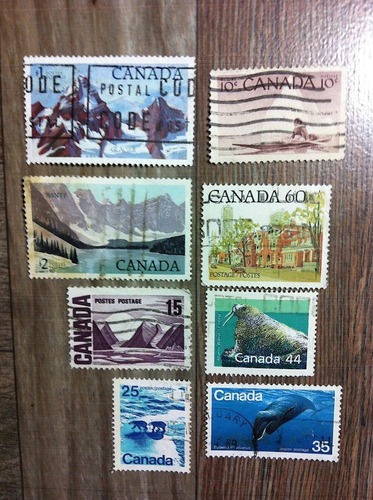 8 Timbres Postales Estampillas De Canadá Naturaleza + Regalo