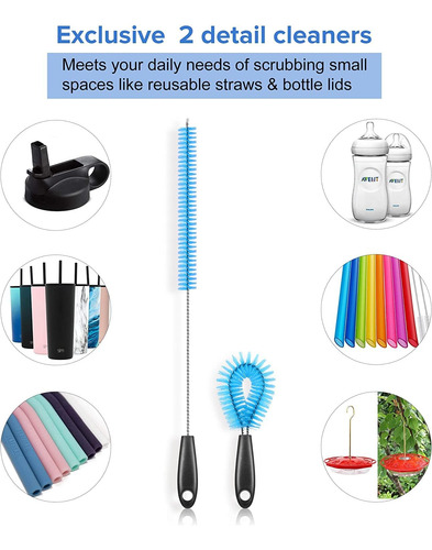 Juego De 5 Cepillos Para Limpiar Botellas, Cepillo De Limpie