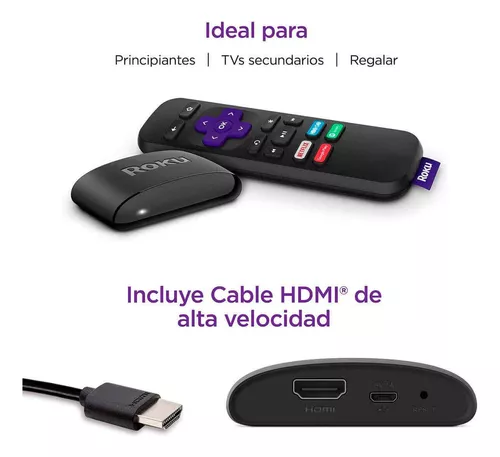 Convertidor a smart TV Roku Express HD + control remoto + cable