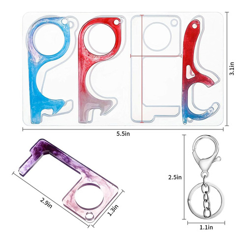 10 Pzas Molde Silicon Para Llaveros No Touch De Resina 