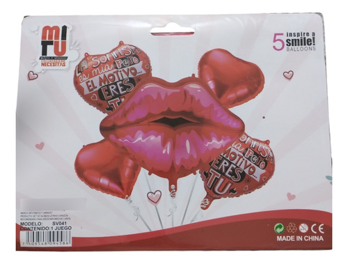Set De Globos Beso 5 Piezas 18 Pulgadas Multicolor