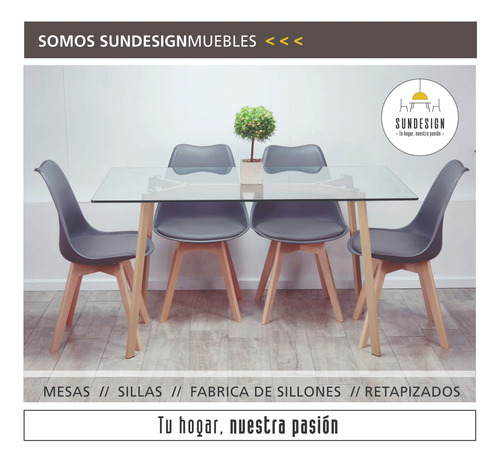 Mesa Nordica Vidrio Rectangular Comedor 160 Patas Haya
