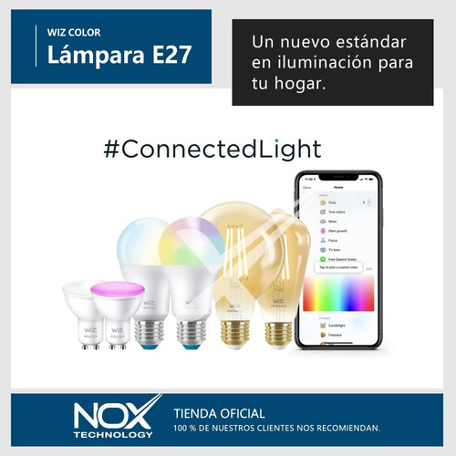 Imagen 2 de 9 de Lampara Led Bulbo Wiz Smart Wifi Rgb 9w E27 Dimerizable