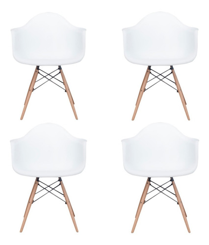 Pack Combo X 4 Sillon Silla Eames Dsw Madera 