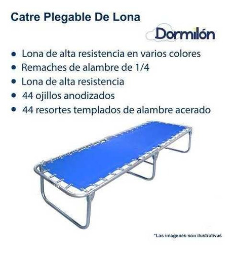 Catre Plegable De Lona Reforzada Excelente Calidad Color Azul