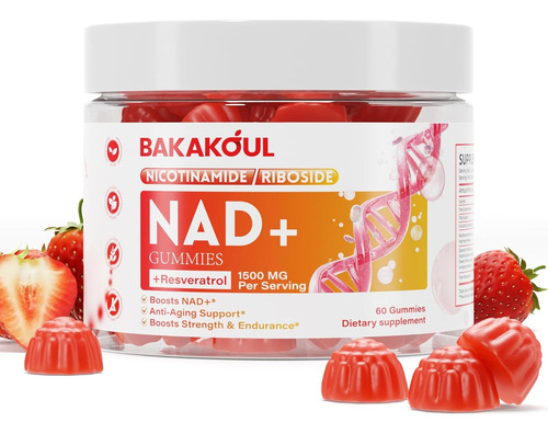 Gomitas Nad +bakakoul Nicotinamide/ Riboside + Resverstrol Frutilla