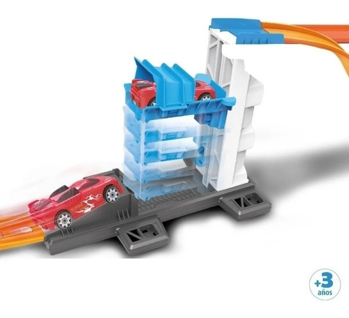 Pista De Carros Con Elevador Extremo Tipo Hot Wheels 14 Pcs 