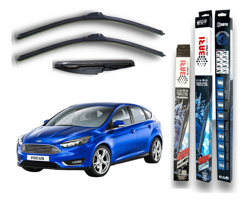 Kit 3 Escobillas Flex Goma Ford Focus 2 2009 2010 2011 2012