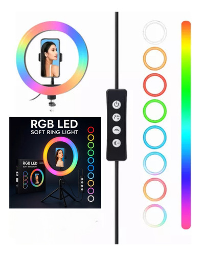 Aro De Luz Led 30cm Colores Rgb Y Blanca Profesional Fotos Rgb