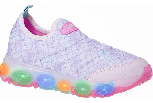 Tênis Infantil Ortopasso Jogging Menina Rosa Colorido Led