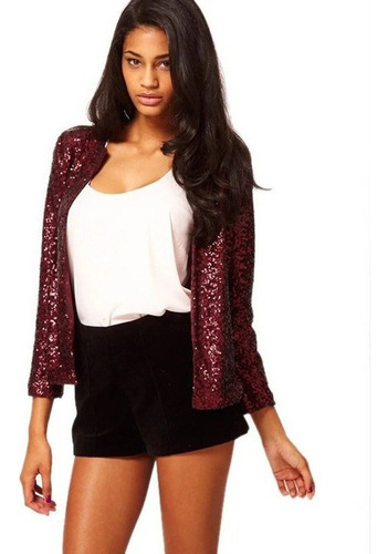 T Blazer Brillante De Fiesta Con Lentejuelas Femeninas Lente